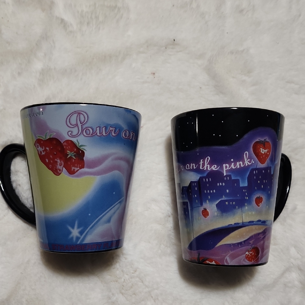 Strawberry Themed Ceramic Mug Set - Black and Blue
